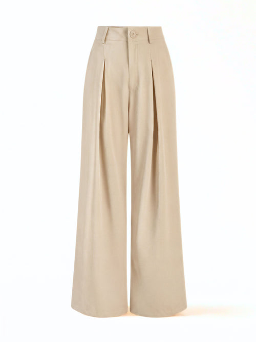 Everyday Korean Wide-Leg Pants- Beige