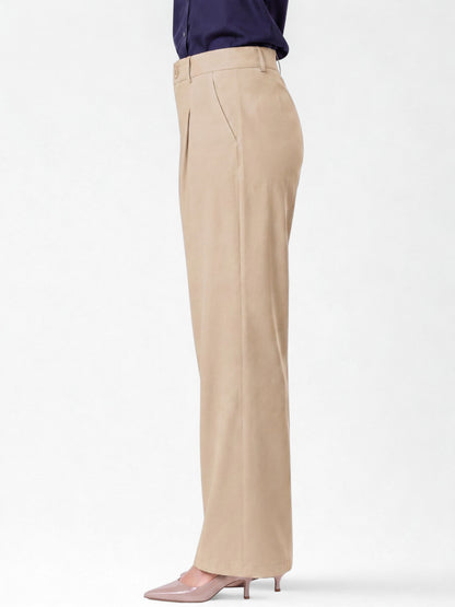 Everyday Korean Wide-Leg Pants- Beige
