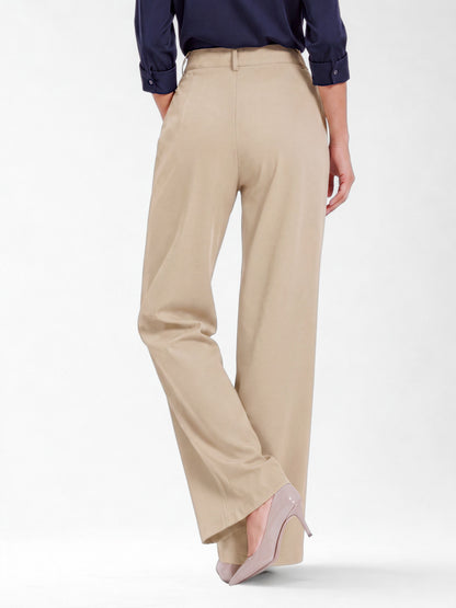 Everyday Korean Wide-Leg Pants- Beige