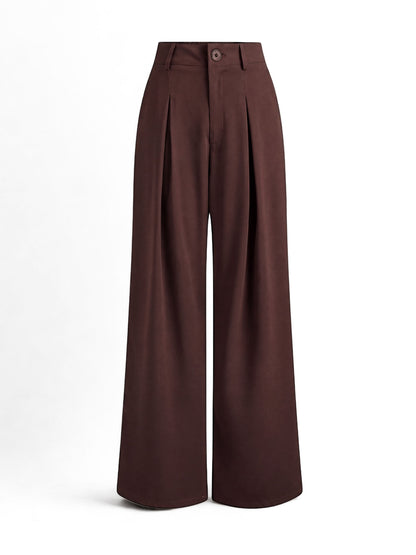 Everyday Korean Wide-Leg Pants- Brown