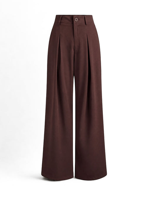 Everyday Korean Wide-Leg Pants- Brown
