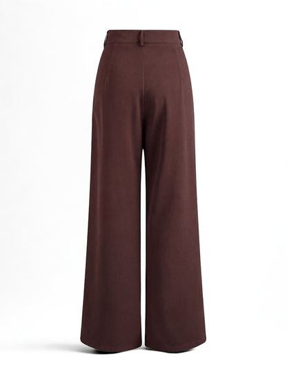 Everyday Korean Wide-Leg Pants- Brown