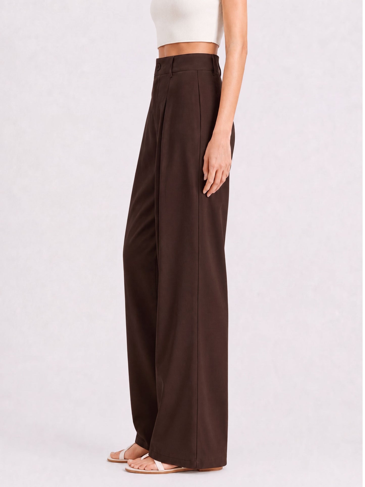 Everyday Korean Wide-Leg Pants- Brown