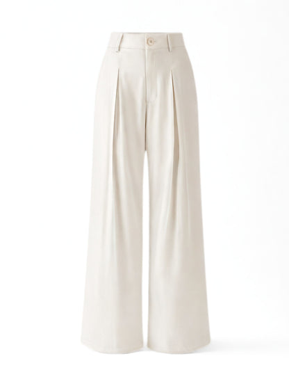 Everyday Korean Wide-Leg Pants- Off White