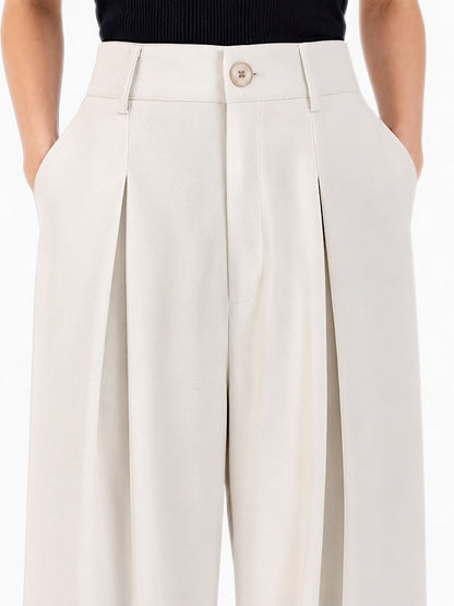 Everyday Korean Wide-Leg Pants- Off White
